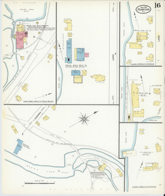 Sanborn Fire Insurance Map from Penn Yan, Yates County, New York (1909), Sheet #0016 - Historic Sanborn Fire Insurance Map Print, vintage old map wall art, antique decor, genealogy gift, New York New York map