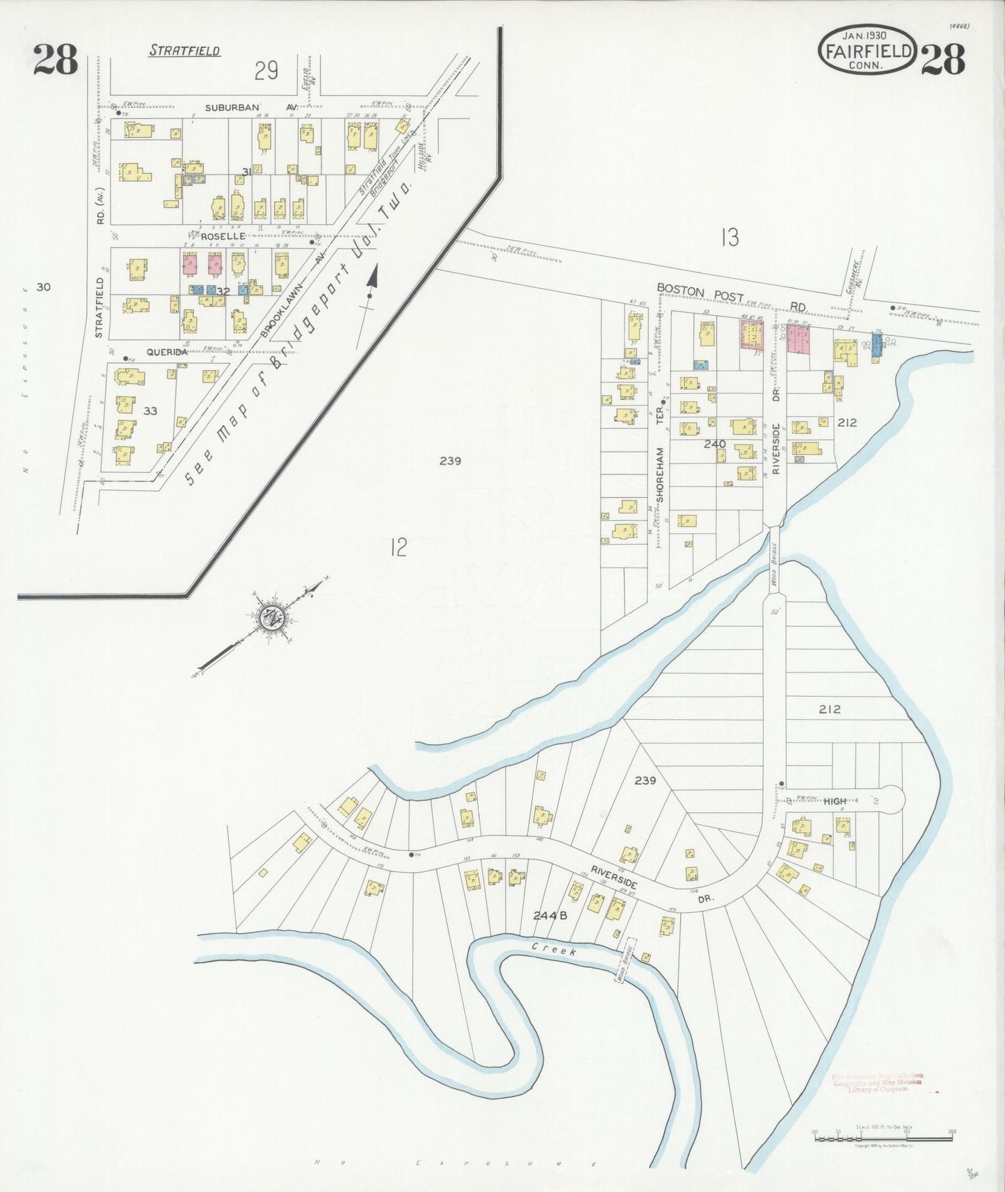 Sanborn Fire Insurance Map from Fairfield, Fairfield County, Connecticut (1930), Sheet #0028 - Complete Map Set gallery image, historic Sanborn map, vintage wall art, Connecticut Connecticut