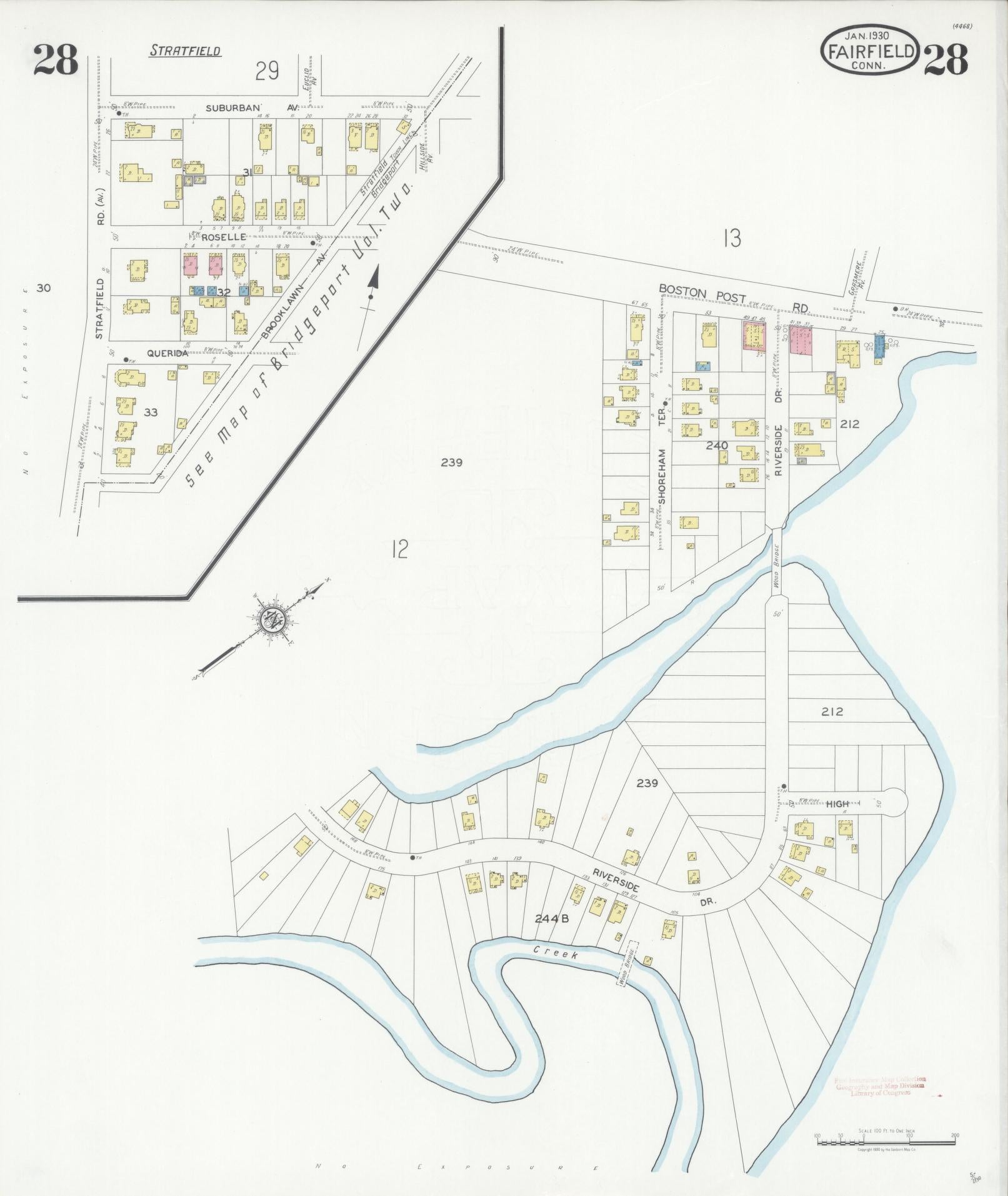 Sanborn Fire Insurance Map from Fairfield, Fairfield County, Connecticut (1930), Sheet #0028 - Complete Map Set gallery image, historic Sanborn map, vintage wall art, Connecticut Connecticut