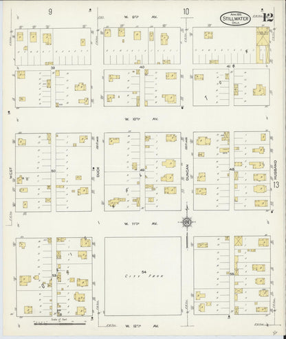 Sanborn Fire Insurance Map from Stillwater, Payne County, Oklahoma (1913), Sheet #0012 - Complete Map Set gallery image, historic Sanborn map, vintage wall art, Oklahoma Oklahoma