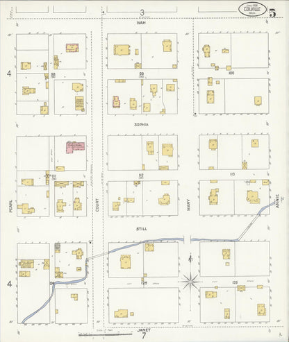 Sanborn Fire Insurance Map from Colville, Stevens County, Washington (1908), Sheet #0005 - Complete Map Set gallery image, historic Sanborn map, vintage wall art, Washington Washington