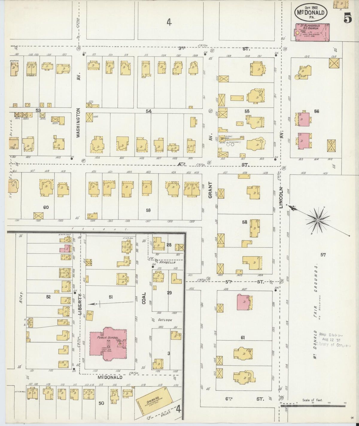 Sanborn Fire Insurance Map from McDonald, Washington County, Pennsylvania (1902), Sheet #0005 - Complete Map Set gallery image, historic Sanborn map, vintage wall art, Pennsylvania Pennsylvania