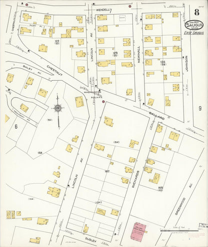 Sanborn Fire Insurance Map from Saugus, Essex County, Massachusetts (1922), Sheet #0008 - Complete Map Set gallery image, historic Sanborn map, vintage wall art, Massachusetts Massachusetts