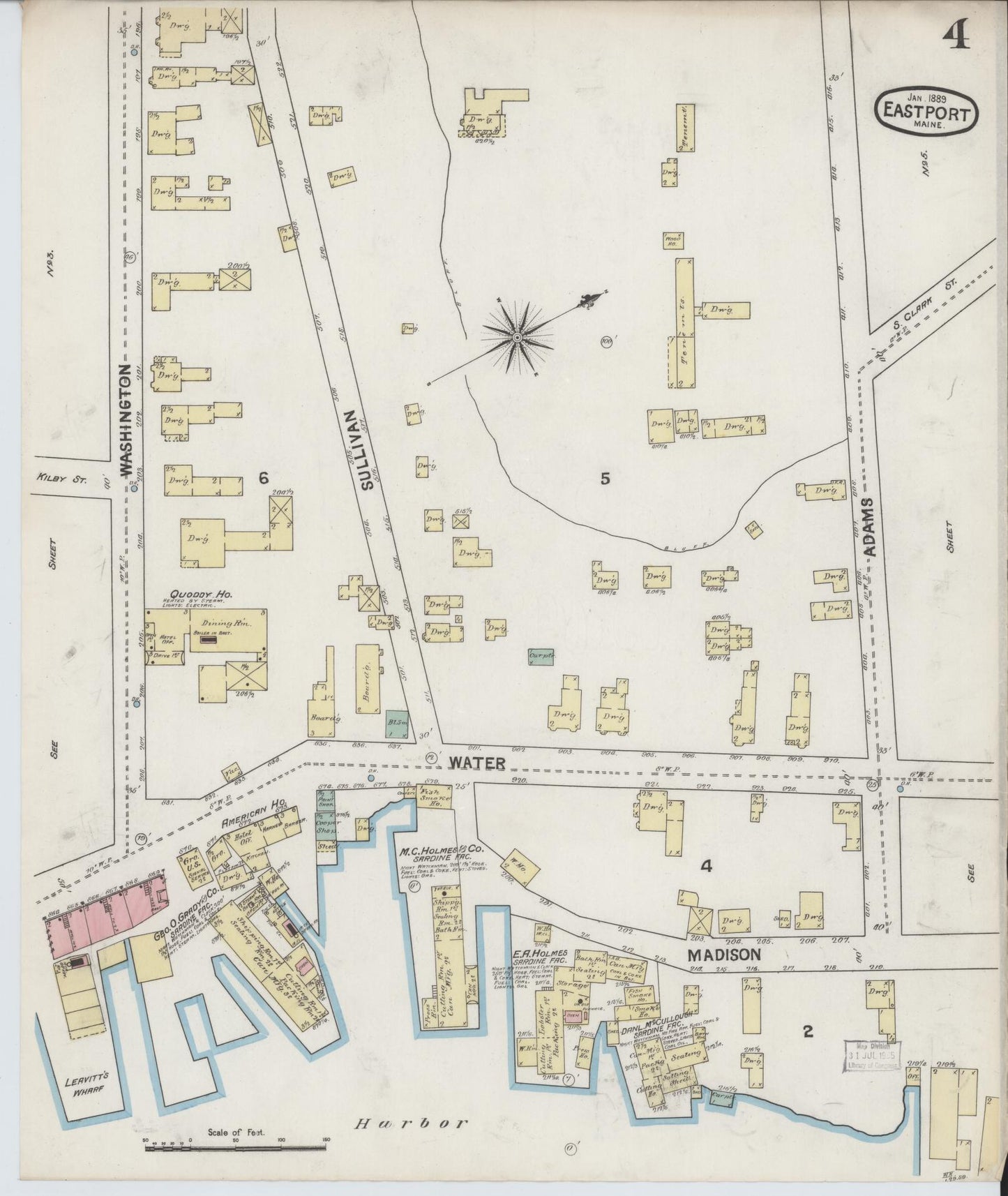 Sanborn Fire Insurance Map from Eastport, Washington County, Maine (1888), Sheet #0004 - Historic Sanborn Fire Insurance Map Print, vintage old map wall art, antique decor, genealogy gift, Maine Maine map