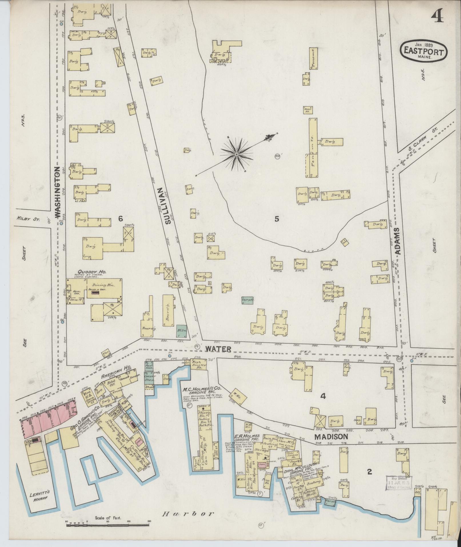 Sanborn Fire Insurance Map from Eastport, Washington County, Maine (1888), Sheet #0004 - Historic Sanborn Fire Insurance Map Print, vintage old map wall art, antique decor, genealogy gift, Maine Maine map