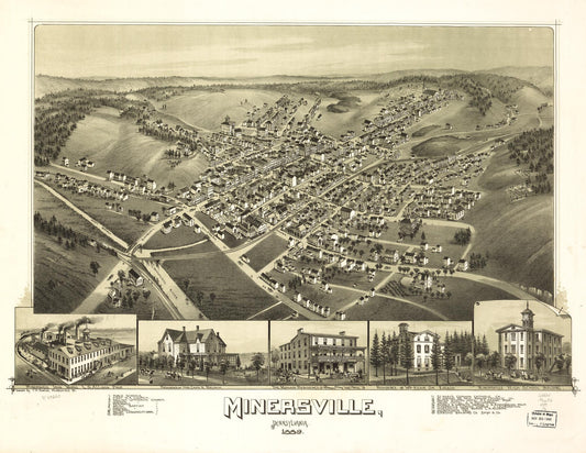 Minersville, Pennsylvania, 1889. (1889) – Historic Bird’s-Eye View Panorama Print