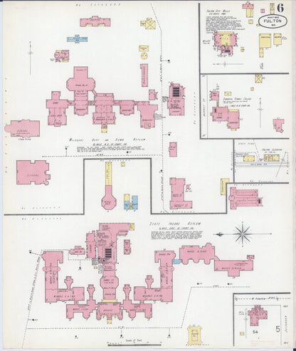 Sanborn Fire Insurance Map from Fulton, Callaway County, Missouri (1902), Sheet #0006 - Complete Map Set gallery image, historic Sanborn map, vintage wall art, Missouri Missouri