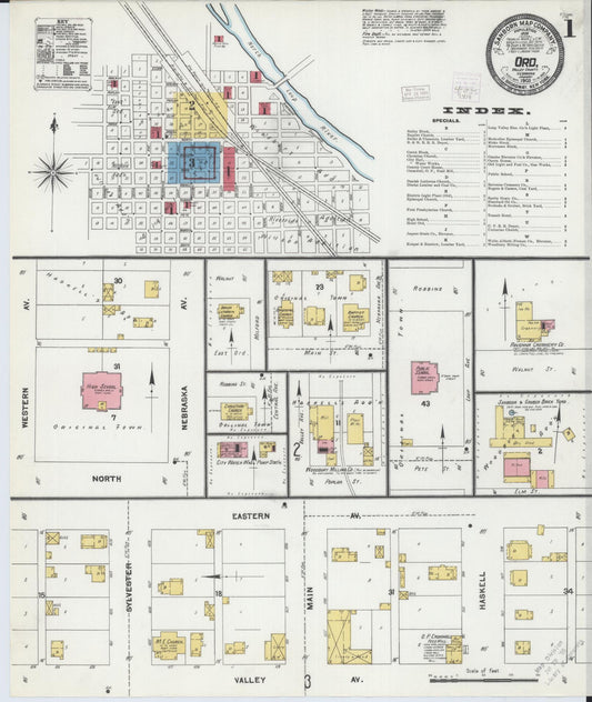 Sanborn Fire Insurance Map from Ord, Valley County, Nebraska. (1905) – Historic Sanborn Fire Insurance Map Print