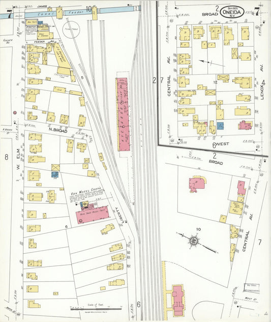 Sanborn Fire Insurance Map from Oneida, Madison County, New York (1923), Sheet #0007 - Historic Sanborn Fire Insurance Map Print, vintage old map wall art, antique decor, genealogy gift, New York New York map