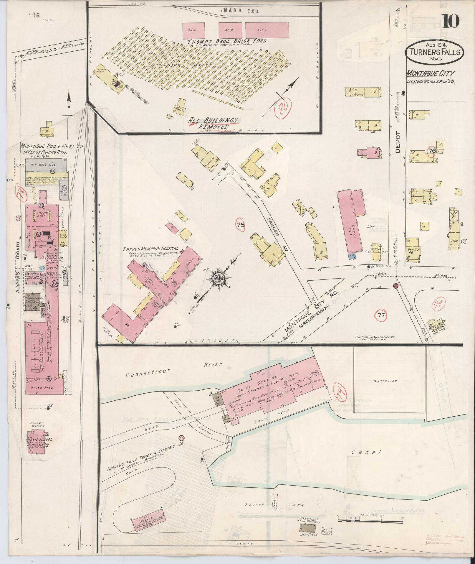 Sanborn Fire Insurance Map from Turners Falls, Franklin County, Massachusetts (1940), Sheet #0010 - Complete Map Set gallery image, historic Sanborn map, vintage wall art, Massachusetts Massachusetts