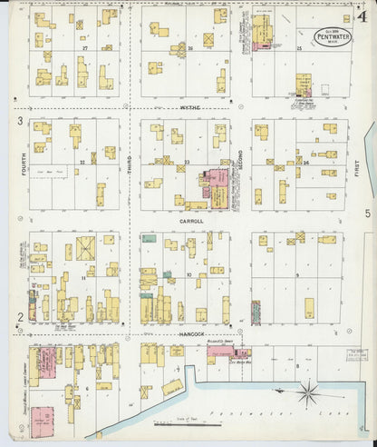 Sanborn Fire Insurance Map from Pentwater, Oceana County, Michigan (1899), Sheet #0004 - Complete Map Set gallery image, historic Sanborn map, vintage wall art, Michigan Michigan