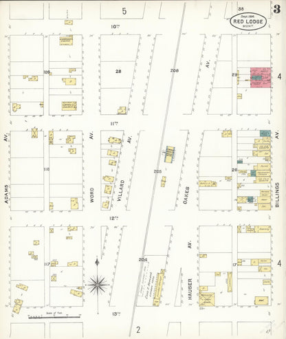Sanborn Fire Insurance Map from Red Lodge, Carbon County, Montana (1896), Sheet #0003 - Complete Map Set gallery image, historic Sanborn map, vintage wall art, Montana Montana