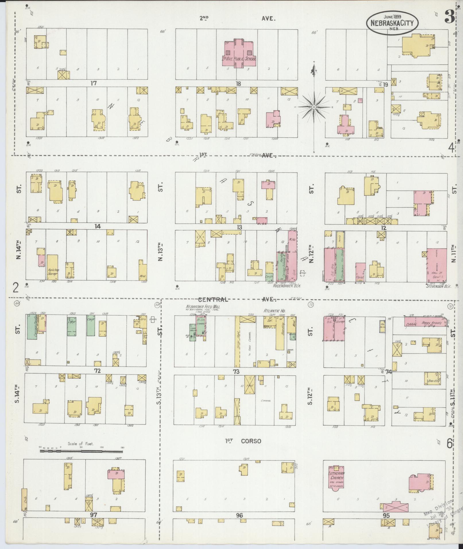 Sanborn Fire Insurance Map from Nebraska City, Otoe County, Nebraska (1899), Sheet #0003 - Complete Map Set gallery image, historic Sanborn map, vintage wall art, Nebraska Nebraska