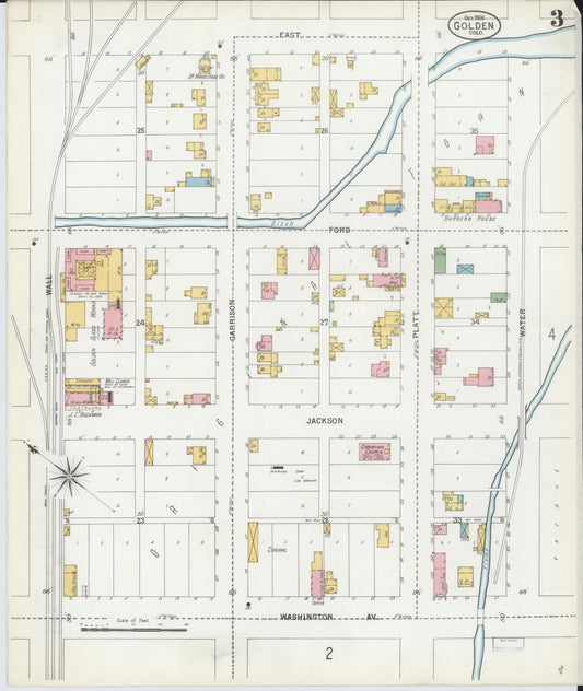 Sanborn Fire Insurance Map from Golden, Jefferson County, Colorado (1900), Sheet #0003 - Historic Sanborn Fire Insurance Map Print, vintage old map wall art, antique decor, genealogy gift, Colorado Colorado map