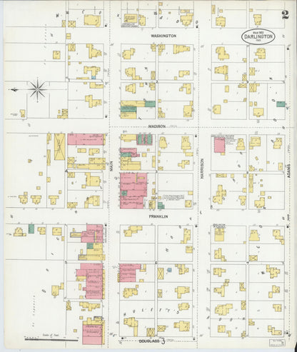 Sanborn Fire Insurance Map from Darlington, Montgomery County, Indiana (1902), Sheet #0002 - Historic Sanborn Fire Insurance Map Print, vintage old map wall art, antique decor, genealogy gift, Indiana Indiana map