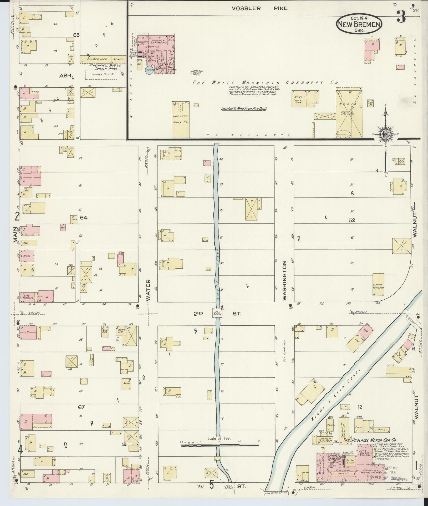 Sanborn Fire Insurance Map from New Bremen, Auglaize County, Ohio (1914), Sheet #0003 - Complete Map Set gallery image, historic Sanborn map, vintage wall art, Ohio Ohio