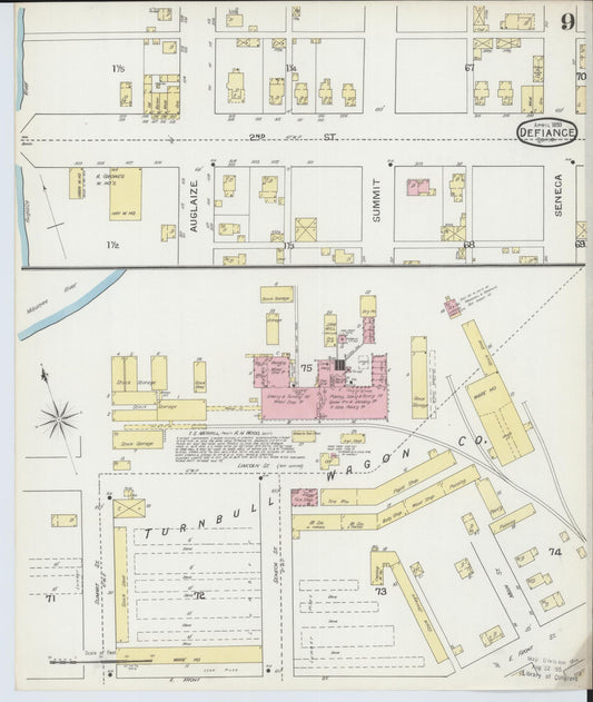 Sanborn Fire Insurance Map from Defiance, Defiance County, Ohio (1893), Sheet #0009 - Historic Sanborn Fire Insurance Map Print, vintage old map wall art, antique decor, genealogy gift, Ohio Ohio map