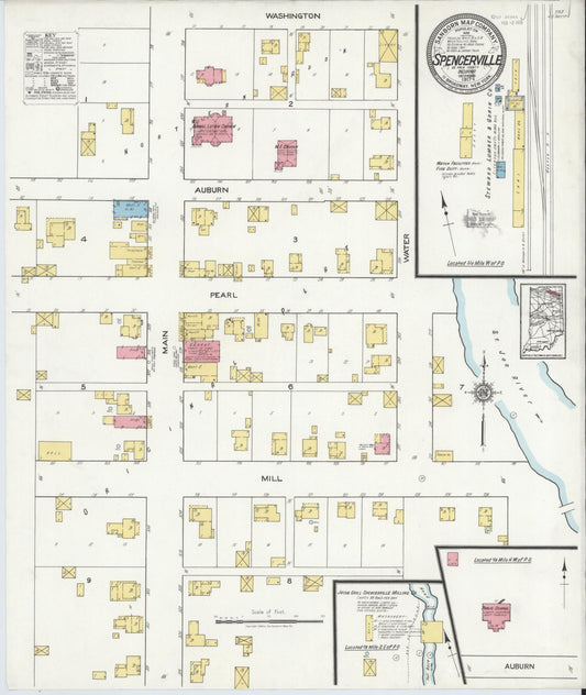 Sanborn Fire Insurance Map from Spencerville, De Kalb County, Indiana (1917), Sheet #0001 - Historic Sanborn Fire Insurance Map Print, vintage old map wall art, antique decor, genealogy gift, Indiana Indiana map