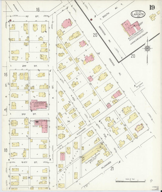 Sanborn Fire Insurance Map from La Porte, La Porte County, Indiana (1912), Sheet #0019 - Historic Sanborn Fire Insurance Map Print, vintage old map wall art, antique decor, genealogy gift, Indiana Indiana map