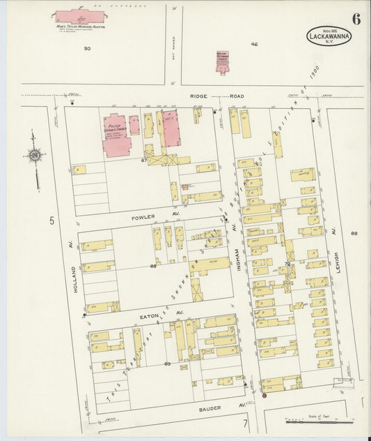 Sanborn Fire Insurance Map from Lackawanna, Erie County, New York (1915), Sheet #0006 - Historic Sanborn Fire Insurance Map Print, vintage old map wall art, antique decor, genealogy gift, New York New York map