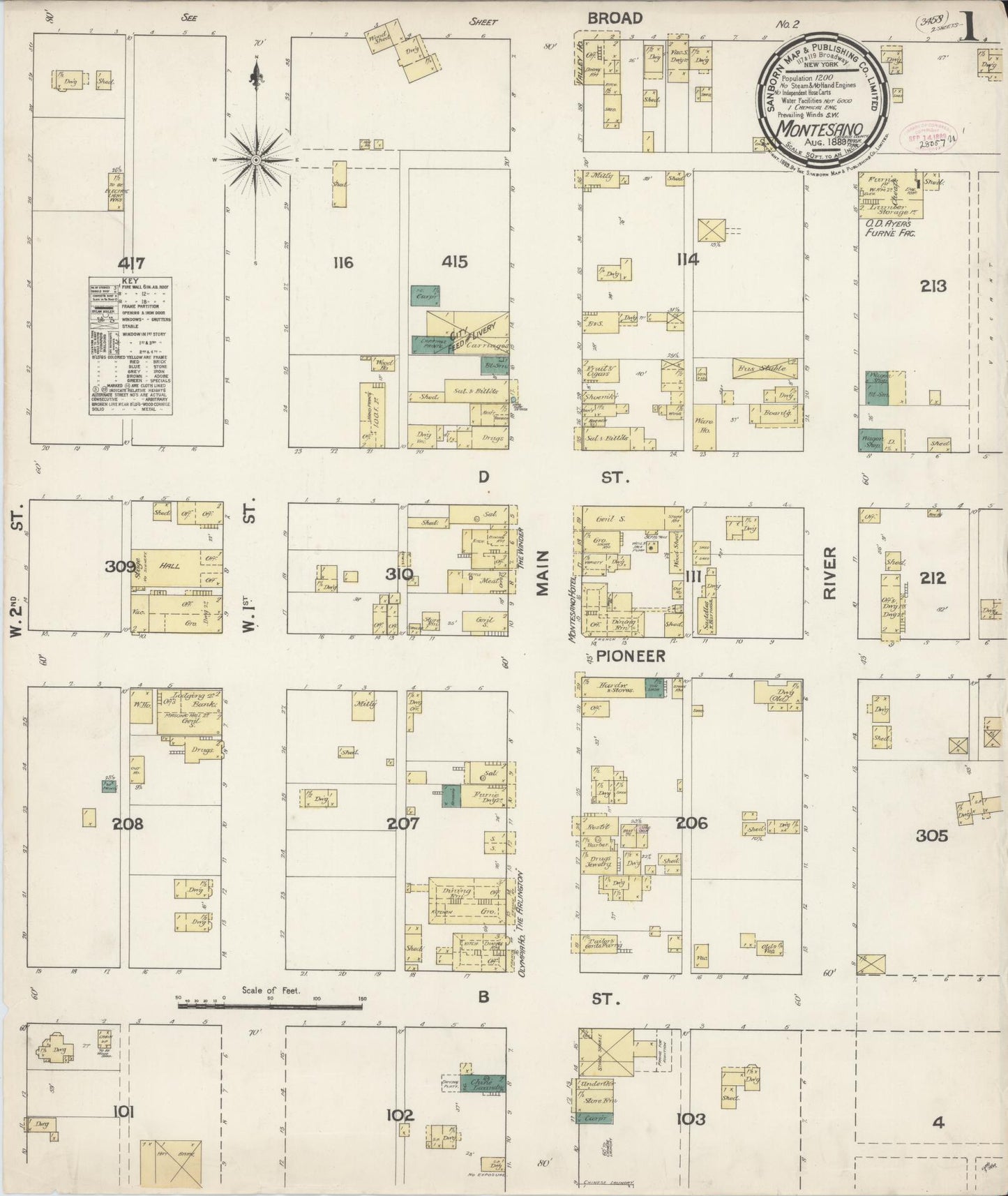 Sanborn Fire Insurance Map from Montesano, Grays Harbor County, Washington (1889), Sheet #0001 - Complete Map Set gallery image, historic Sanborn map, vintage wall art, Washington Washington
