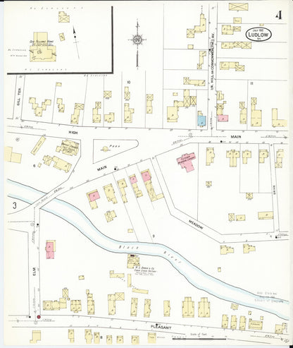 Sanborn Fire Insurance Map from Ludlow, Windsor County, Vermont (1912), Sheet #0004 - Complete Map Set gallery image, historic Sanborn map, vintage wall art, Vermont Vermont