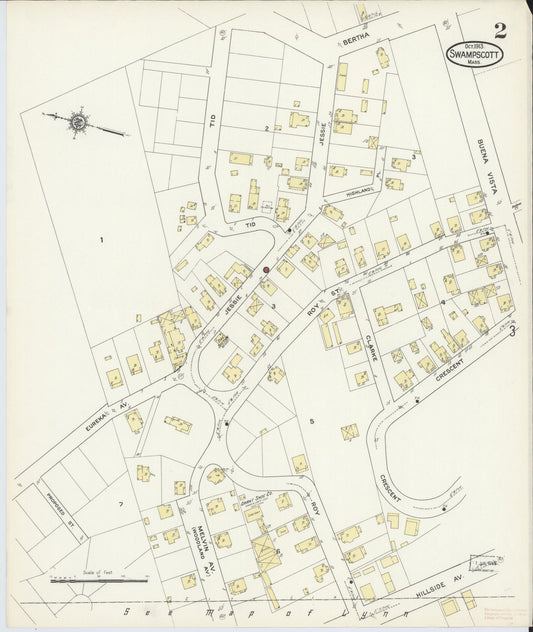 Sanborn Fire Insurance Map from Swampscott, Essex County, Massachusetts (1913), Sheet #0002 - Historic Sanborn Fire Insurance Map Print, vintage old map wall art, antique decor, genealogy gift, Massachusetts Massachusetts map