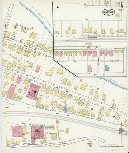 Sanborn Fire Insurance Map from Montgomery, Fayette County, West Virginia (1920), Sheet #0005 - Complete Map Set gallery image, historic Sanborn map, vintage wall art, West Virginia West Virginia
