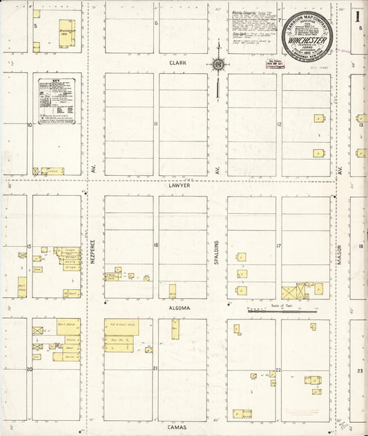 Sanborn Fire Insurance Map from Winchester, Lewis County, Idaho (1910), Sheet #0001 - Historic Sanborn Fire Insurance Map Print, vintage old map wall art, antique decor, genealogy gift, Idaho Idaho map
