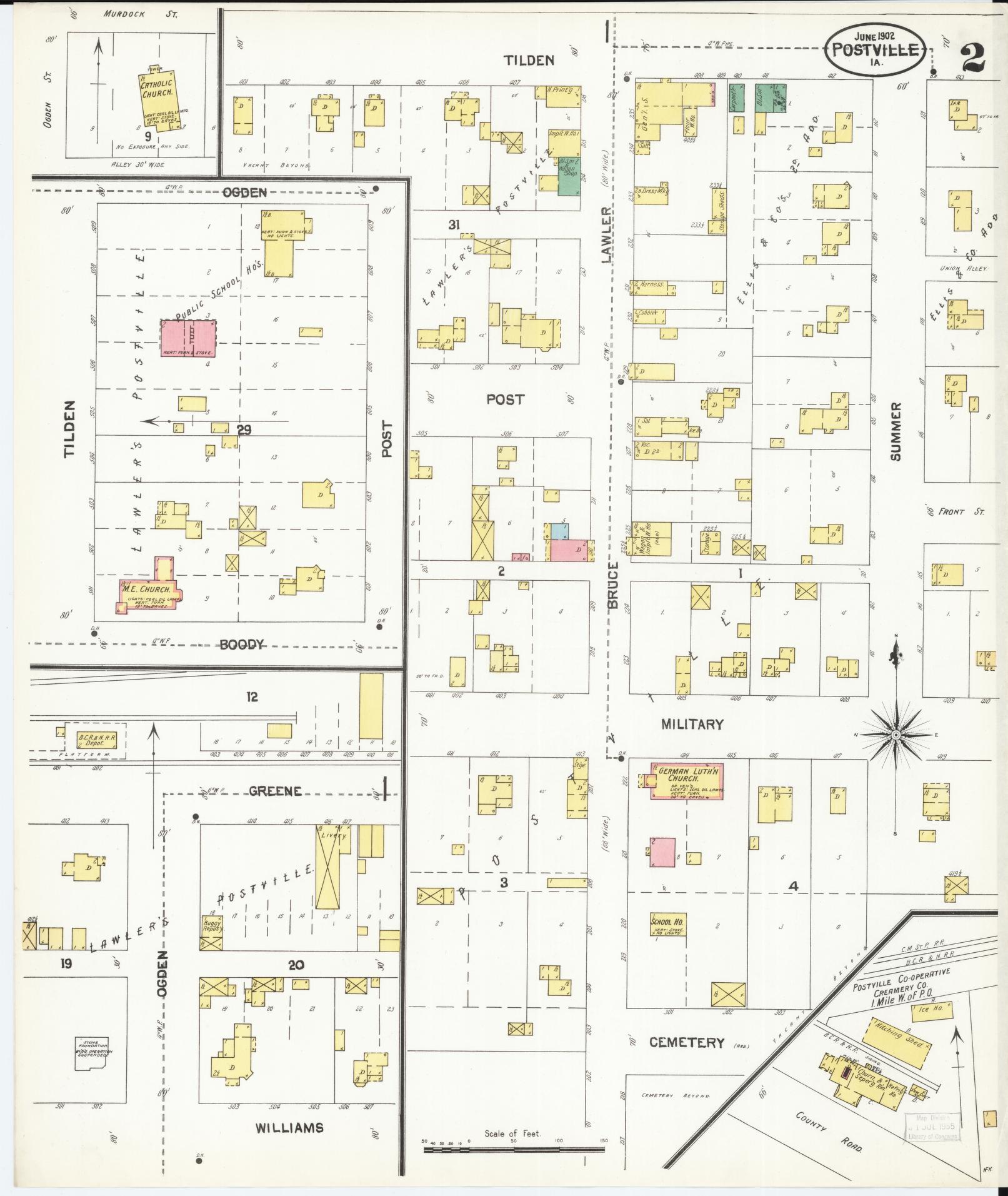Sanborn Fire Insurance Map from Postville, Allamakee County, Iowa (1902), Sheet #0002 - Historic Sanborn Fire Insurance Map Print