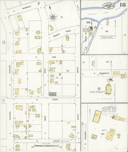 Sanborn Fire Insurance Map from Centralia, Lewis County, Washington (1909), Sheet #0018 - Complete Map Set gallery image, historic Sanborn map, vintage wall art, Washington Washington