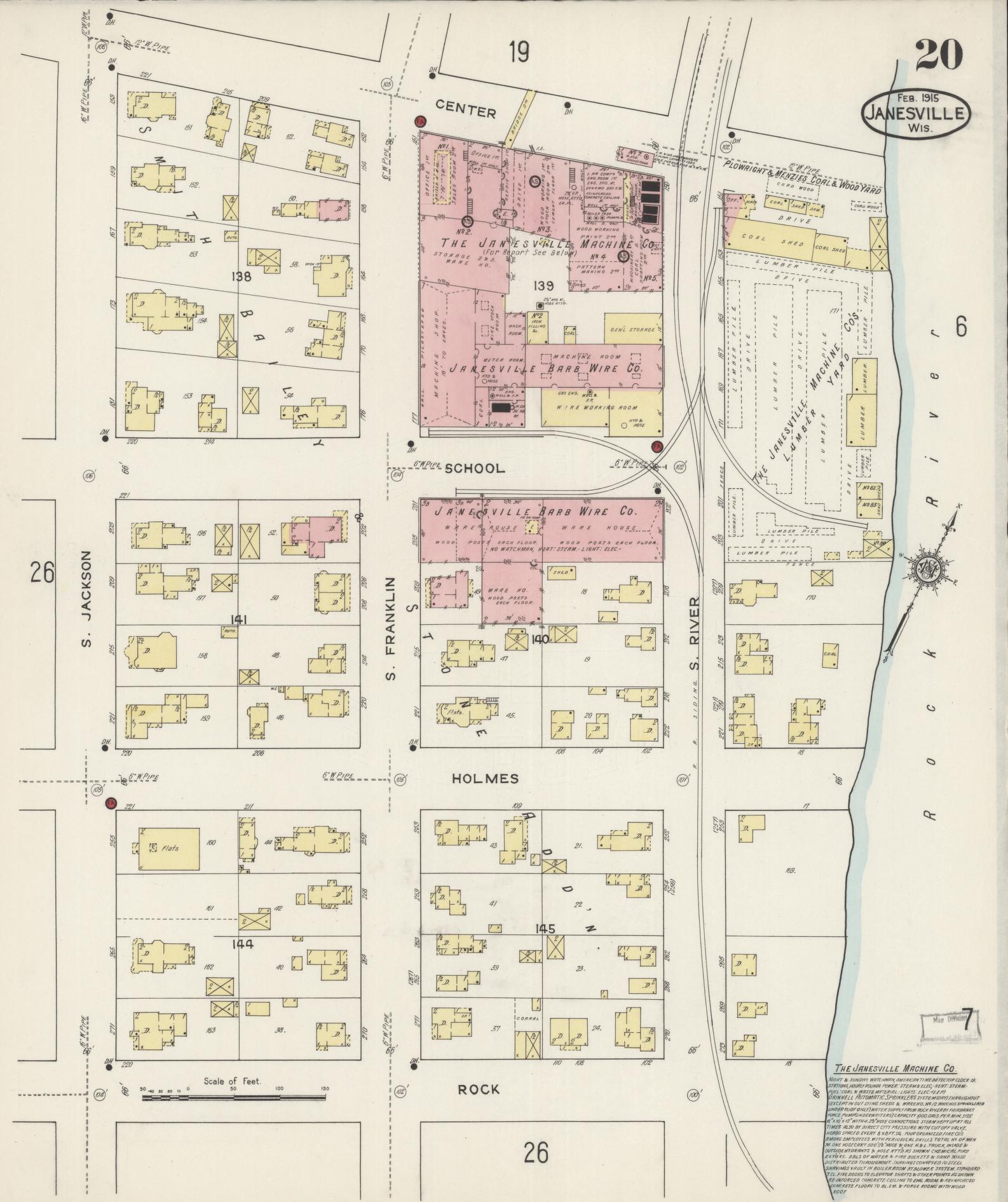 Sanborn Fire Insurance Map from Janesville, Rock County, Wisconsin (1915), Sheet #0020 - Complete Map Set gallery image, historic Sanborn map, vintage wall art, Wisconsin Wisconsin