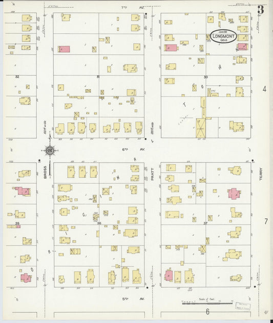 Sanborn Fire Insurance Map from Longmont, Boulder County, Colorado (1911), Sheet #0003 - Historic Sanborn Fire Insurance Map Print, vintage old map wall art, antique decor, genealogy gift, Colorado Colorado map