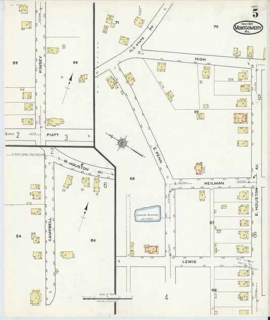 Sanborn Fire Insurance Map from Montgomery, Lycoming County, Pennsylvania (1920), Sheet #0005 - Historic Sanborn Fire Insurance Map Print, vintage old map wall art, antique decor, genealogy gift, Pennsylvania Pennsylvania map