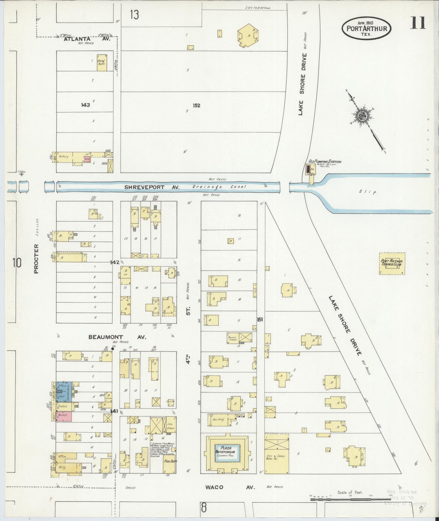 Sanborn Fire Insurance Map from Port Arthur, Jefferson County, Texas (1910), Sheet #0011 - Complete Map Set gallery image, historic Sanborn map, vintage wall art, Texas Texas