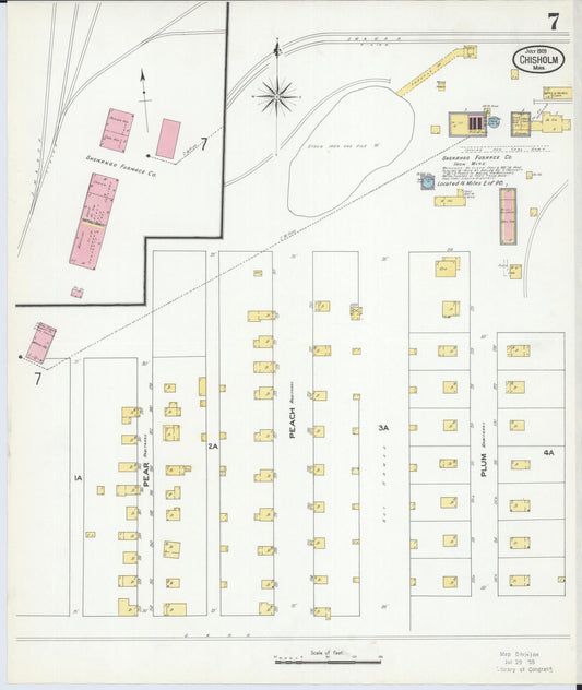 Sanborn Fire Insurance Map from Chisholm, Saint Louis County, Minnesota (1909), Sheet #0007 - Historic Sanborn Fire Insurance Map Print, vintage old map wall art, antique decor, genealogy gift, Minnesota Minnesota map