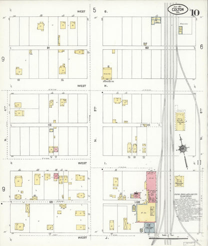 Sanborn Fire Insurance Map from Colton, San Bernardino County, California (1911), Sheet #0010 - Complete Map Set gallery image, historic Sanborn map, vintage wall art, California California