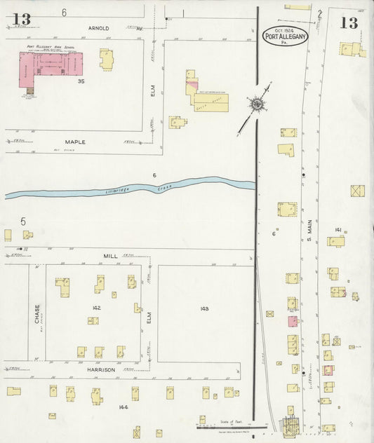 Sanborn Fire Insurance Map from Port Allegany, McKean County, Pennsylvania (1924), Sheet #0013 - Historic Sanborn Fire Insurance Map Print, vintage old map wall art, antique decor, genealogy gift, Pennsylvania Pennsylvania map
