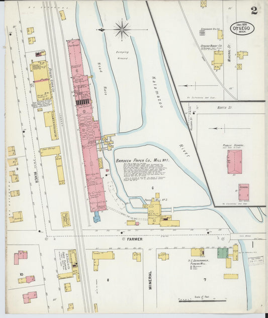 Sanborn Fire Insurance Map from Otsego, Allegan County, Michigan (1899), Sheet #0002 - Historic Sanborn Fire Insurance Map Print, vintage old map wall art, antique decor, genealogy gift, Michigan Michigan map