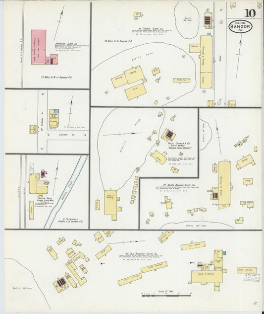 Sanborn Fire Insurance Map from Bangor, Northampton County, Pennsylvania (1904), Sheet #0010 - Historic Sanborn Fire Insurance Map Print, vintage old map wall art, antique decor, genealogy gift, Pennsylvania Pennsylvania map