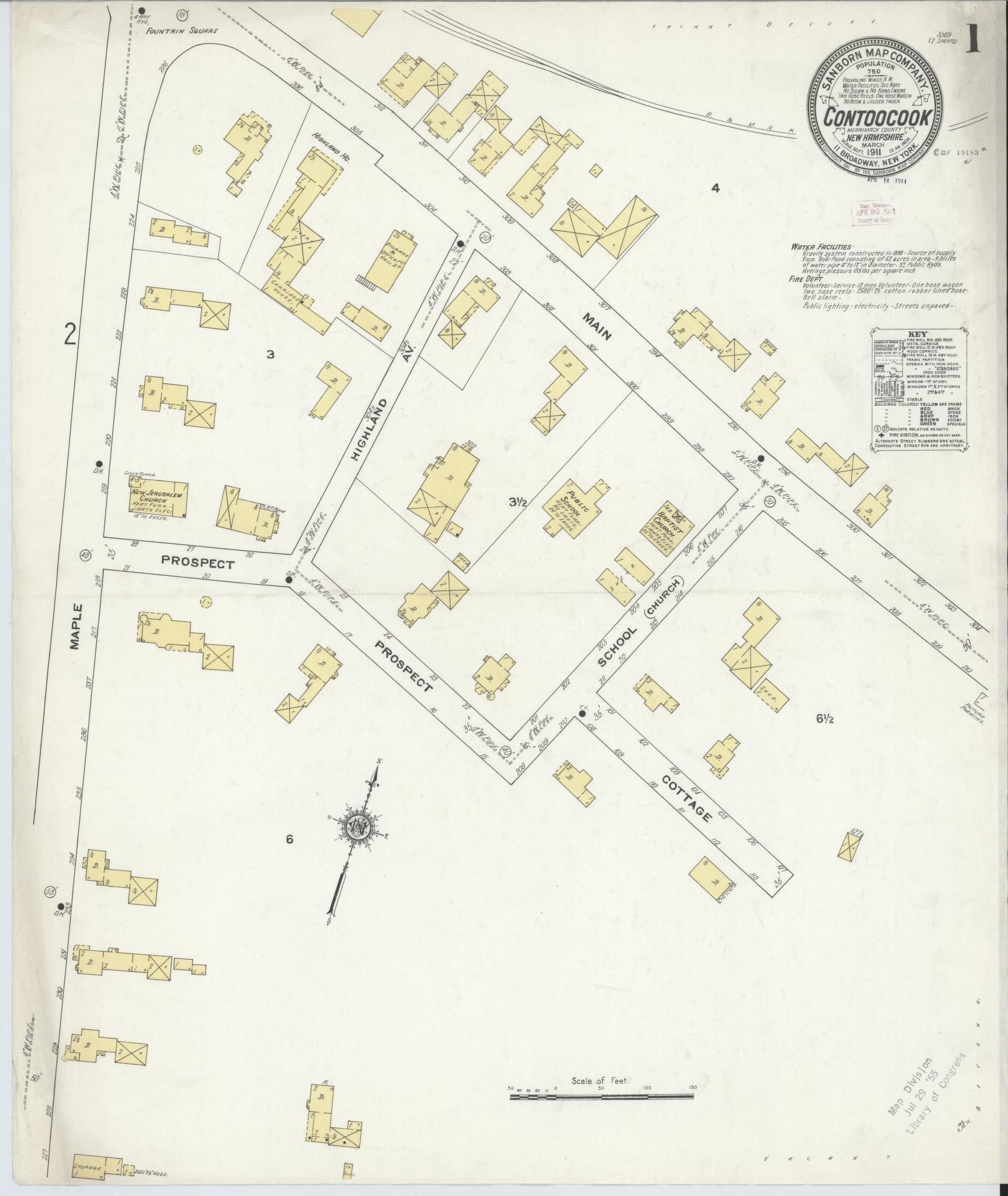 Sanborn Fire Insurance Map from Contoocook, Merrimack County, New Hampshire. (1911) – Historic Sanborn Fire Insurance Map Print