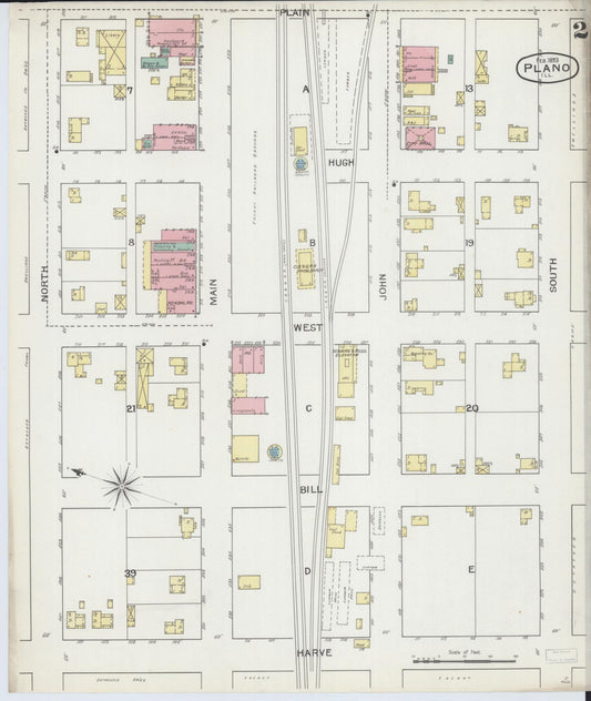 Sanborn Fire Insurance Map from Plano, Kendall County, Illinois (1893), Sheet #0002 - Historic Sanborn Fire Insurance Map Print, vintage old map wall art, antique decor, genealogy gift, Illinois Illinois map