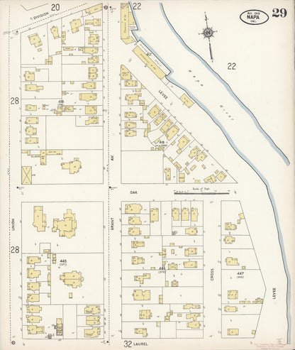 Sanborn Fire Insurance Map from Napa, Napa County, California (1910), Sheet #0029 - Complete Map Set gallery image, historic Sanborn map, vintage wall art, California California