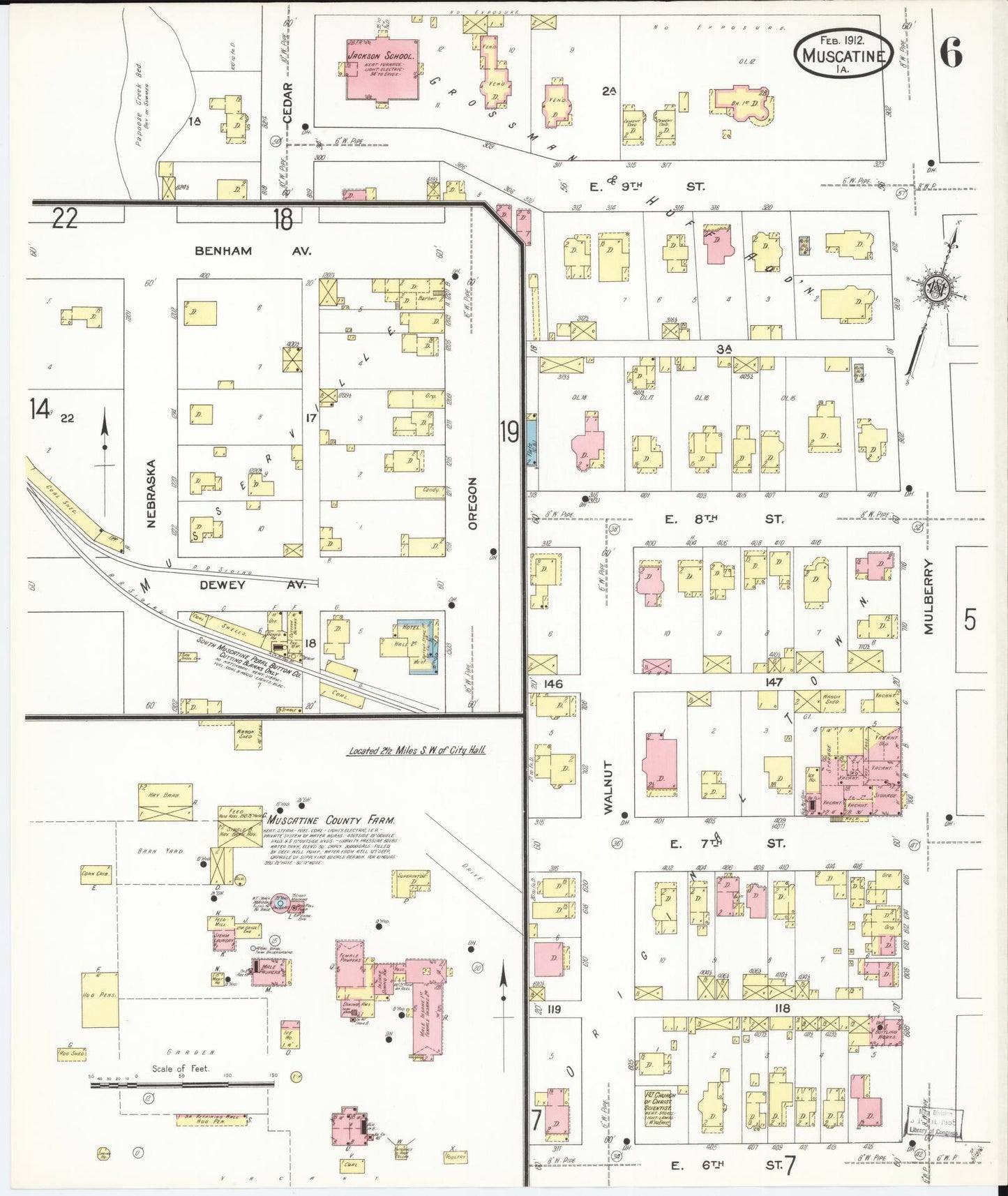 Sanborn Fire Insurance Map from Muscatine, Muscatine County, Iowa (1912), Sheet #0006 - Historic Sanborn Fire Insurance Map Print