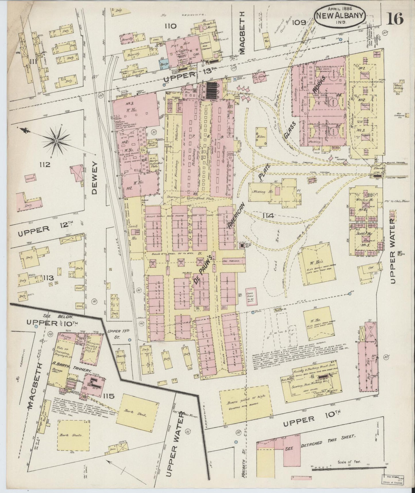 Sanborn Fire Insurance Map from New Albany, Floyd County, Indiana (1886), Sheet #0016 - Complete Map Set gallery image, historic Sanborn map, vintage wall art, Indiana Indiana
