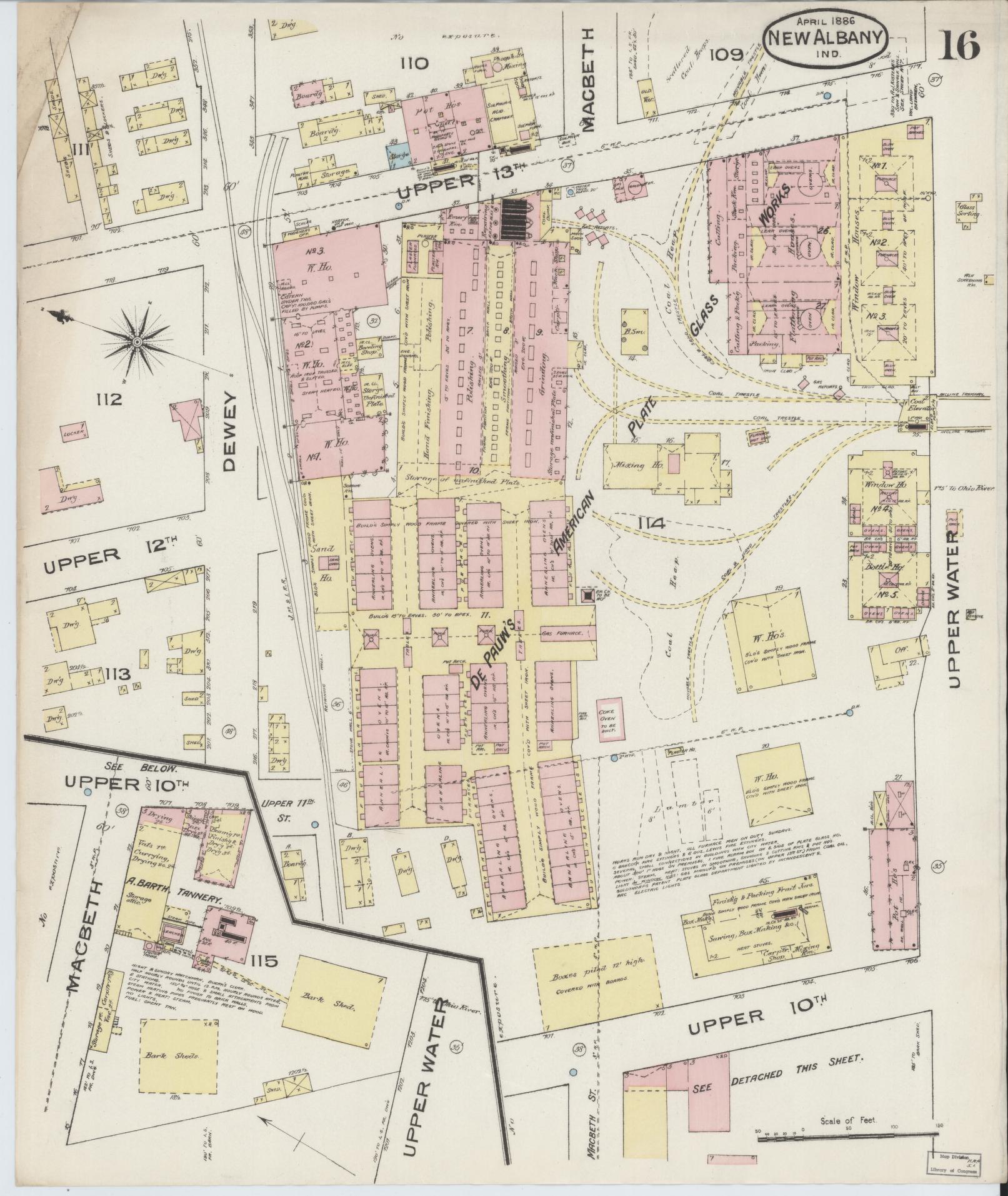 Sanborn Fire Insurance Map from New Albany, Floyd County, Indiana (1886), Sheet #0016 - Complete Map Set gallery image, historic Sanborn map, vintage wall art, Indiana Indiana