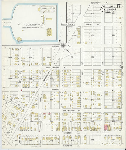 Sanborn Fire Insurance Map from Port Arthur, Jefferson County, Texas (1915), Sheet #0017 - Complete Map Set gallery image, historic Sanborn map, vintage wall art, Texas Texas