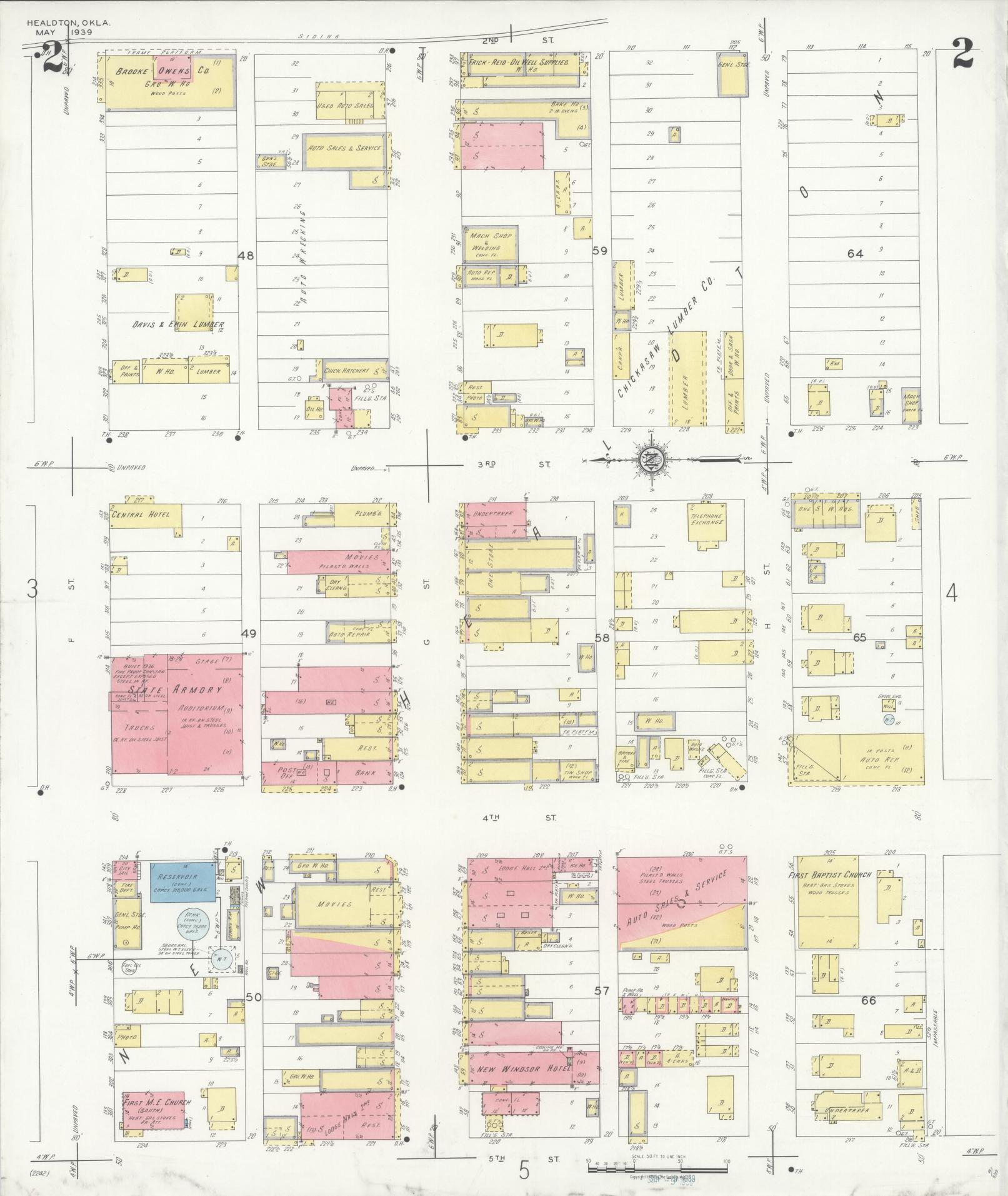 Sanborn Fire Insurance Map from Healdton, Carter County, Oklahoma (1939), Sheet #0002 - Complete Map Set gallery image, historic Sanborn map, vintage wall art, Oklahoma Oklahoma