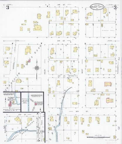Sanborn Fire Insurance Map from Grant City, Worth County, Missouri (1928), Sheet #0003 - Historic Sanborn Fire Insurance Map Print, vintage old map wall art, antique decor, genealogy gift, Missouri Missouri map
