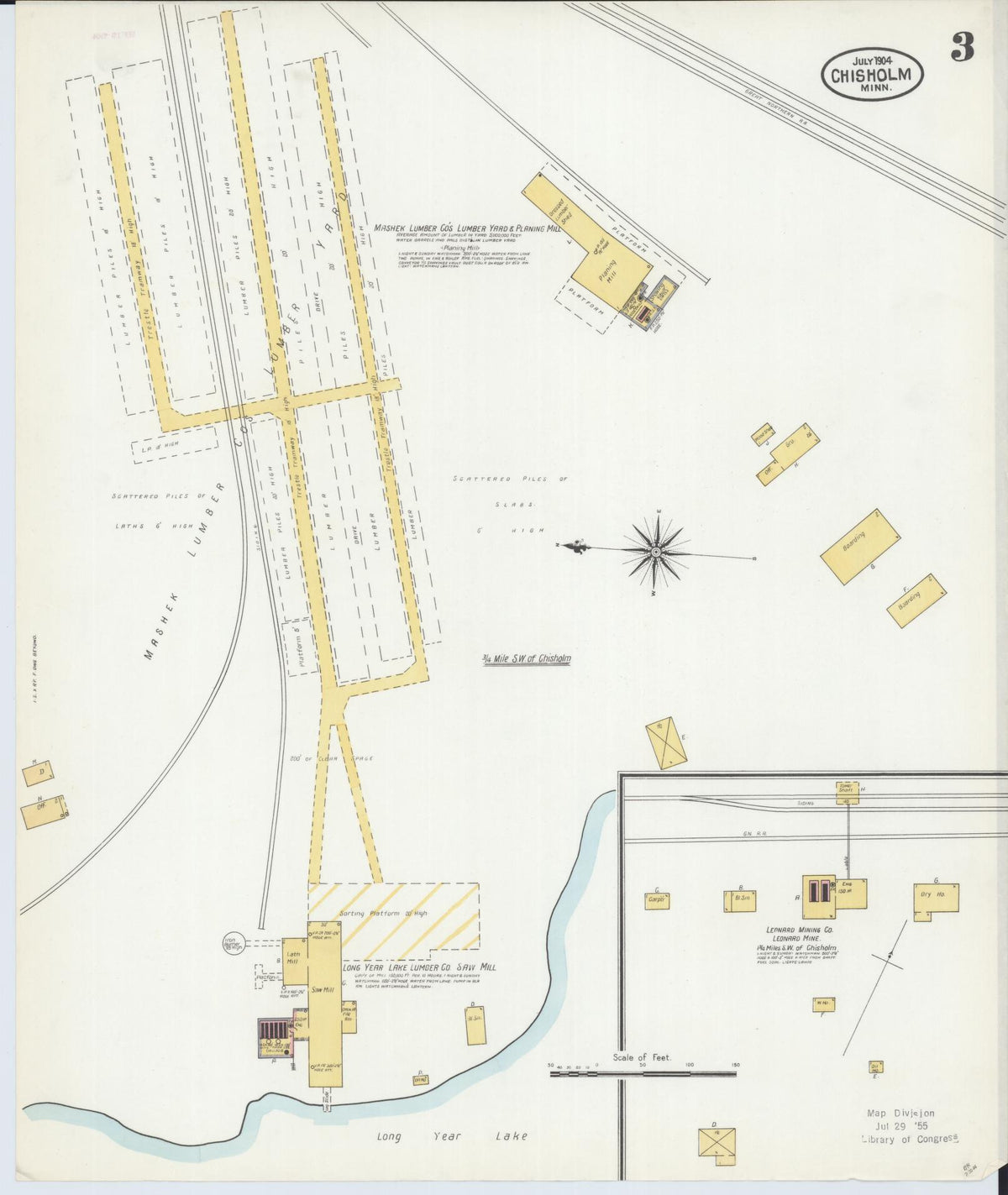 Sanborn Fire Insurance Map from Chisholm, Saint Louis County, Minnesota (1904), Sheet #0003 - Complete Map Set gallery image, historic Sanborn map, vintage wall art, Minnesota Minnesota